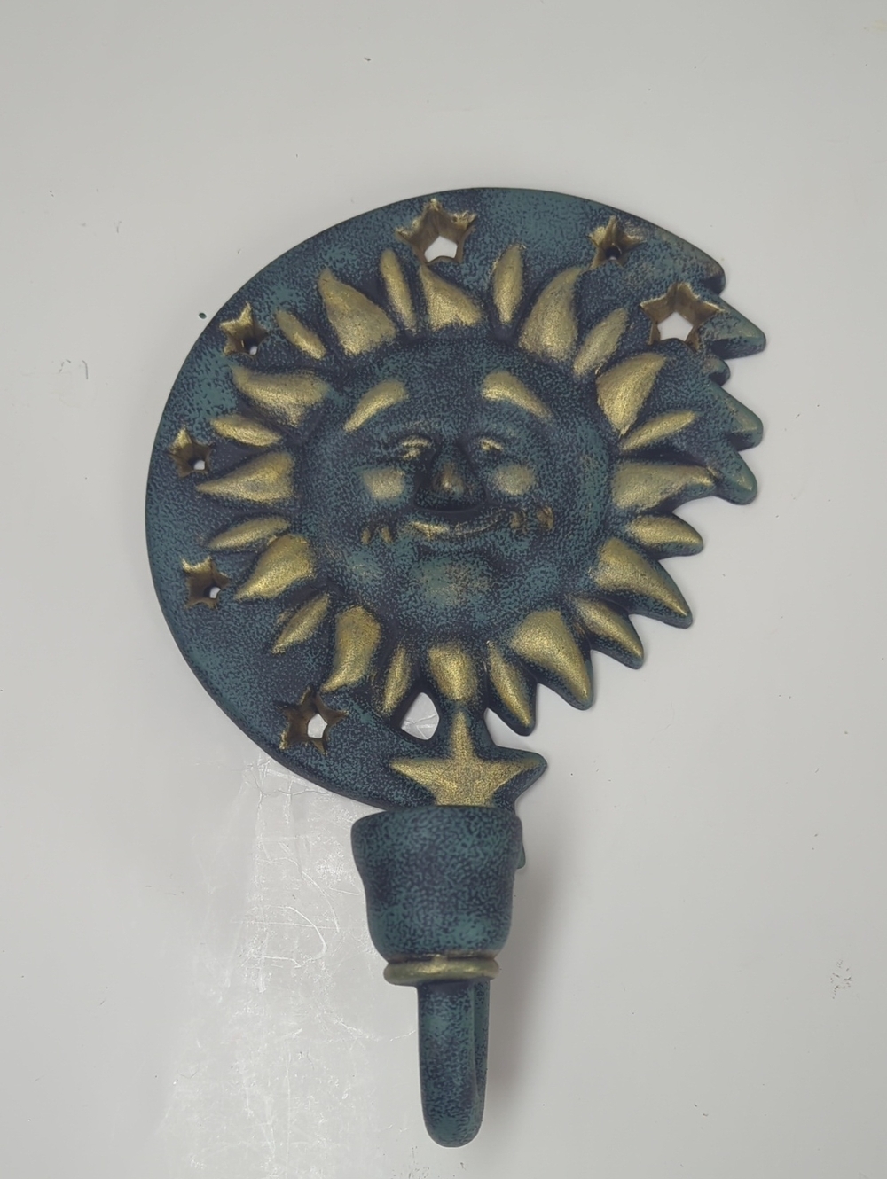 Sun Stars Celestial Whimsigoth Wall Sconce Ceramic Gold Green